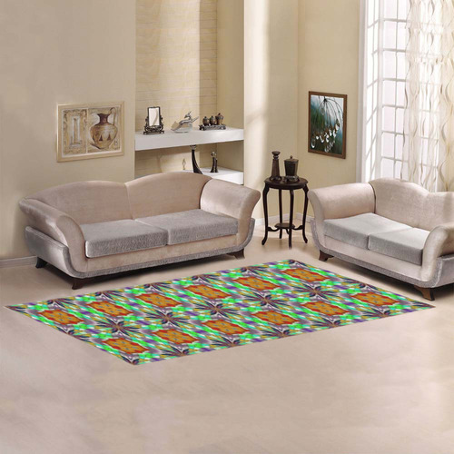 Topaz and Green Area Rug 9'6''x3'3''