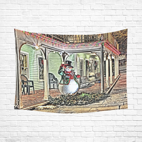 Snowman20161003 Cotton Linen Wall Tapestry 80"x 60"