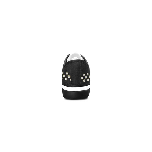 Border - POLKA DOTS - noble Gold White Women's Canvas Zipper Shoes/Large Size (Model 001)