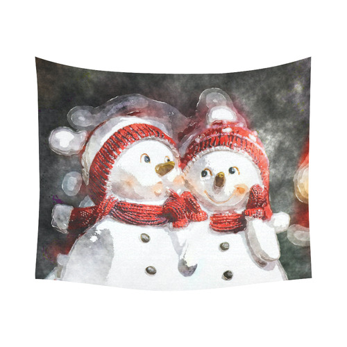 Snowman20161002 Cotton Linen Wall Tapestry 60"x 51"