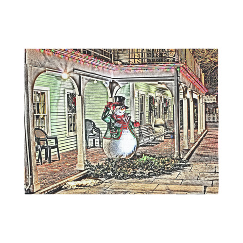 Snowman20161003 Cotton Linen Wall Tapestry 80"x 60"