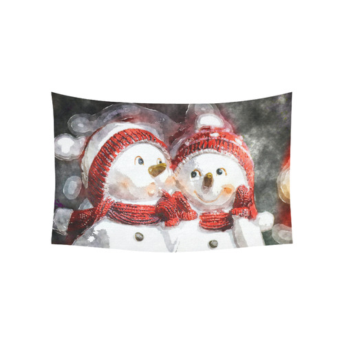 Snowman20161002 Cotton Linen Wall Tapestry 60"x 40"