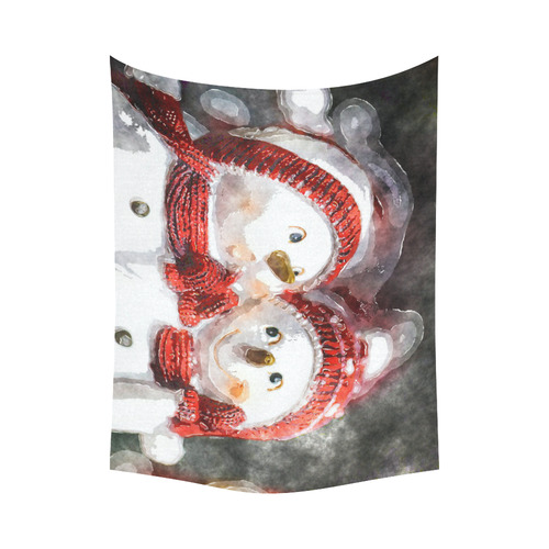 Snowman20161002 Cotton Linen Wall Tapestry 80"x 60"