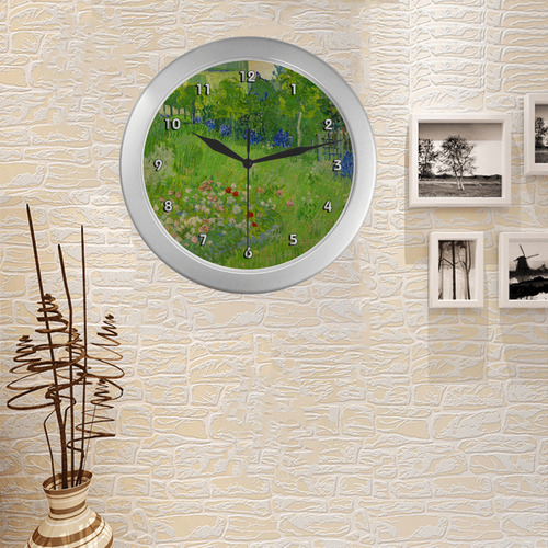 Van Gogh Daubigny's Garden Fine Nature Art Silver Color Wall Clock