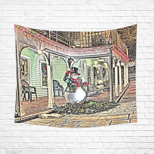 Snowman20161003 Cotton Linen Wall Tapestry 60"x 51"
