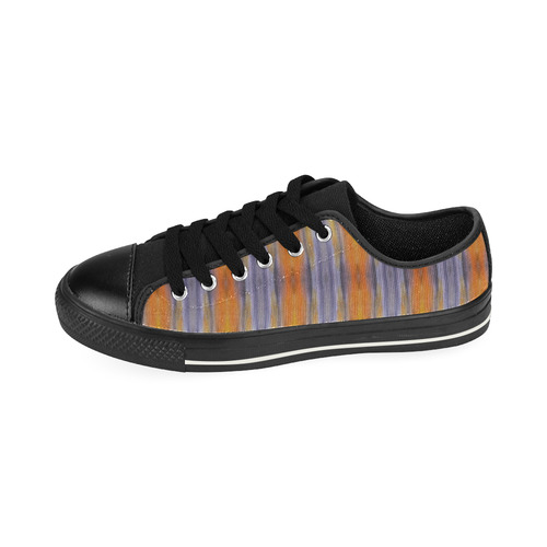 Gray Orange Stripes Pattern Canvas Women's Shoes/Large Size (Model 018)