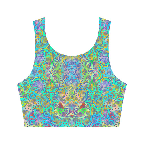 Oriental Flowers Spirals Ornaments Soft Colored Women's Crop Top (Model T42)