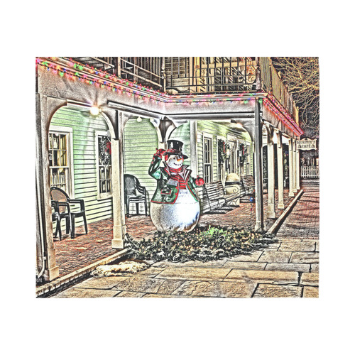 Snowman20161003 Cotton Linen Wall Tapestry 60"x 51"
