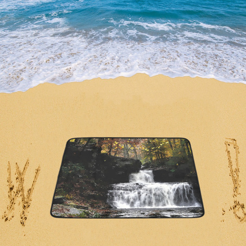 Dark Rock Pixel Waterfall Beach Mat 78"x 60"