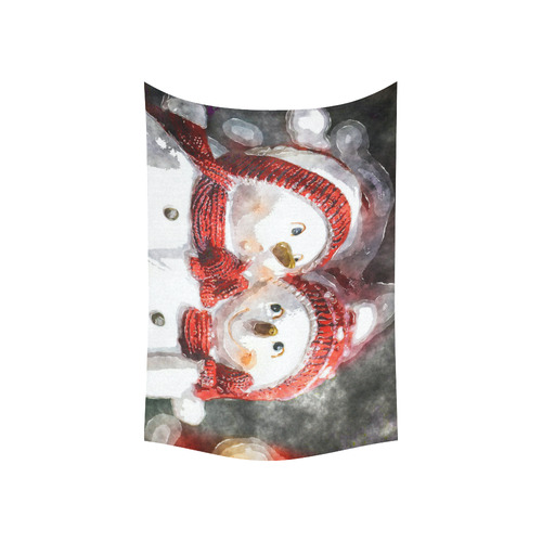 Snowman20161002 Cotton Linen Wall Tapestry 60"x 40"