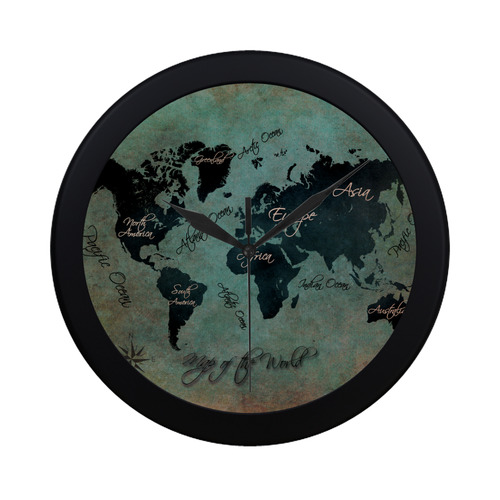 world map Circular Plastic Wall clock