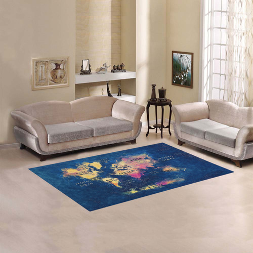 world map oceans and continents Area Rug 5'x3'3''