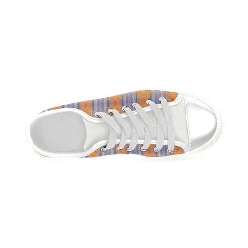 Gray Orange Stripes Pattern Canvas Women's Shoes/Large Size (Model 018)