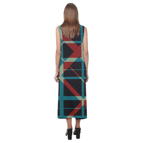 Plaid I stylish plaid pattern evening social outing Phaedra Sleeveless Open Fork Long Dress (Model D08)