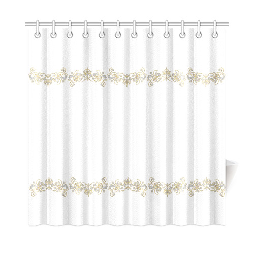 Border - Vintage Ornaments - Gold Silver Shower Curtain 72"x72"