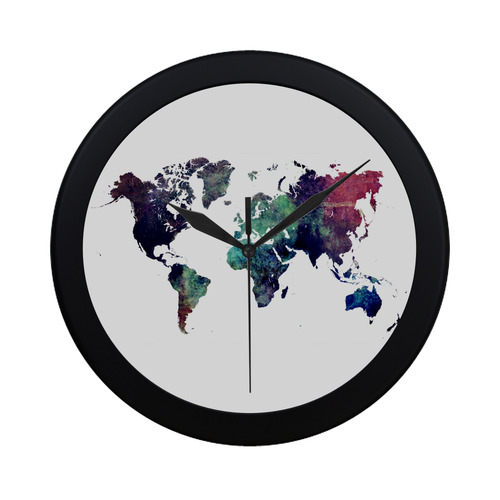 world map 12 Circular Plastic Wall clock