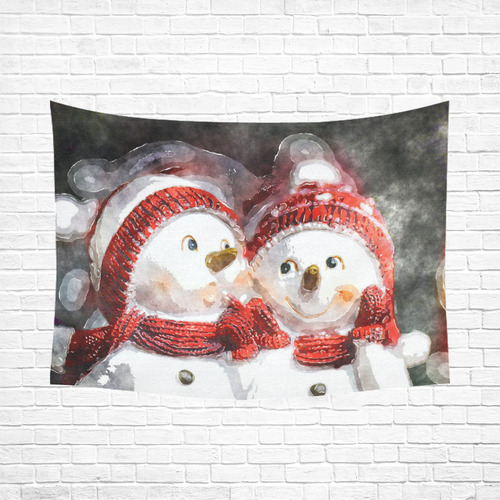 Snowman20161002 Cotton Linen Wall Tapestry 80"x 60"