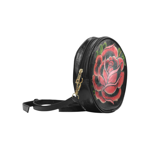 Rose Tattoo Vintage Floral Flower Art Round Sling Bag (Model 1647)