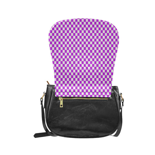 Bright Purple Gingham Classic Saddle Bag/Large (Model 1648)