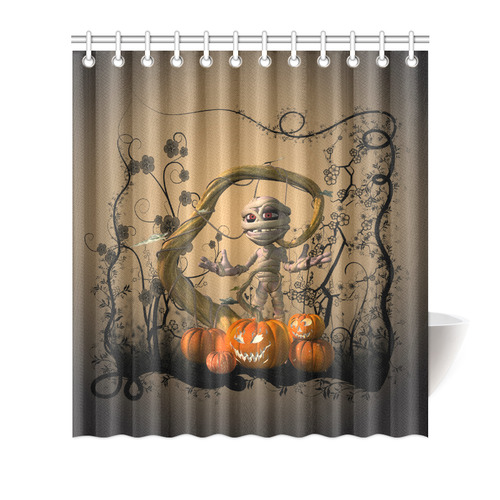 Funny mummy with pumpkins Shower Curtain 66"x72"
