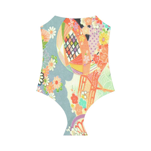 Kimono Print, Blue Ice Strap Swimsuit ( Model S05)