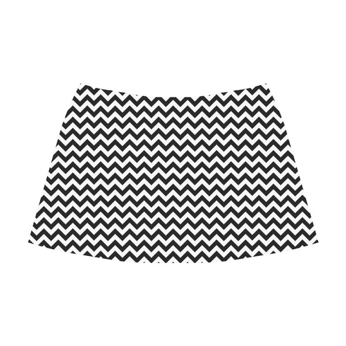 white black zigzag chevron pattern Mnemosyne Women's Crepe Skirt (Model D16)