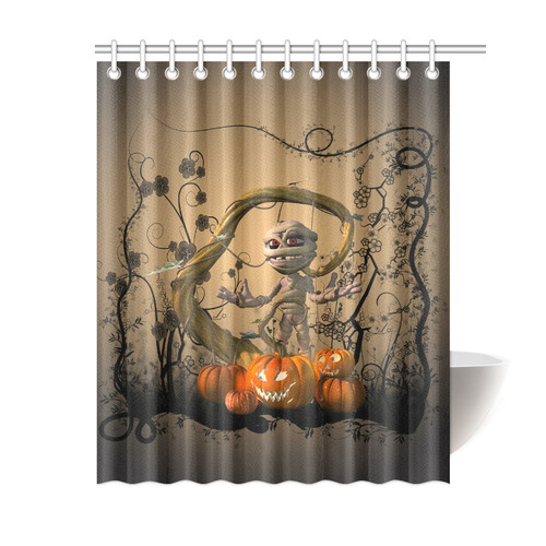 Funny mummy with pumpkins Shower Curtain 60"x72"