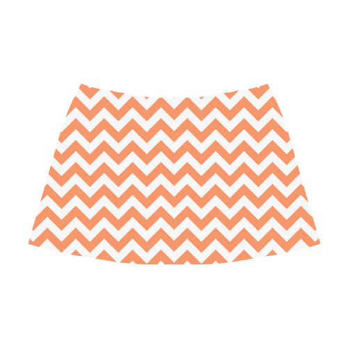 Tangerine Orange zigzag chevron pattern Mnemosyne Women's Crepe Skirt (Model D16)