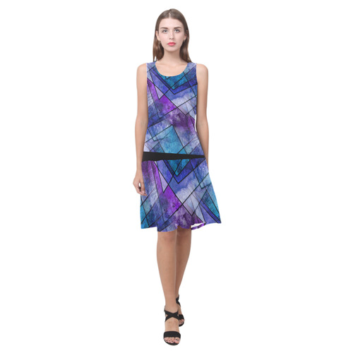 Midnight Shards Sleeveless Splicing Shift Dress(Model D17)