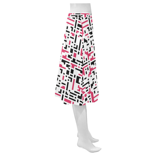 Red and Black Pixels Mnemosyne Women's Crepe Skirt (Model D16)