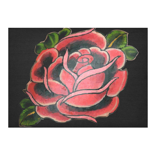 Rose Tattoo Vintage Floral Flower Art Cotton Linen Tablecloth 60"x 84"