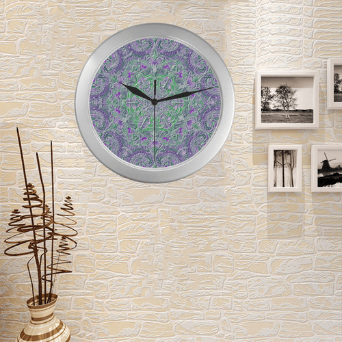 mandala oct 2016-9 Silver Color Wall Clock