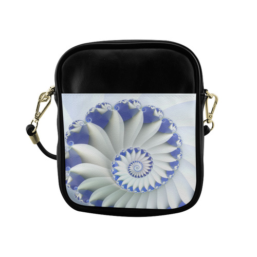 Blue Sea Shell Beautiful Fractal Art Sling Bag (Model 1627)