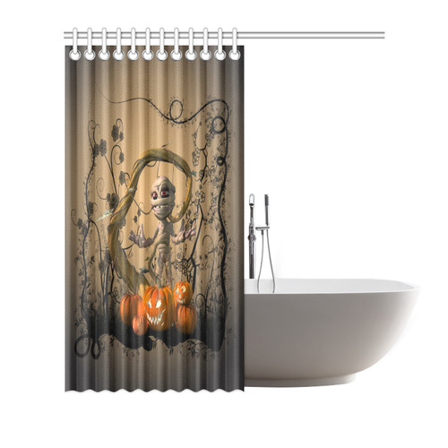 Funny mummy with pumpkins Shower Curtain 66"x72"