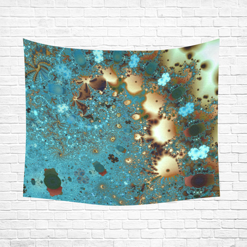 Distant Lands Copper Blue Brago Mitchell Cotton Linen Wall Tapestry 60"x 51"
