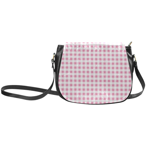 Petal Pink Gingham Classic Saddle Bag/Small (Model 1648)