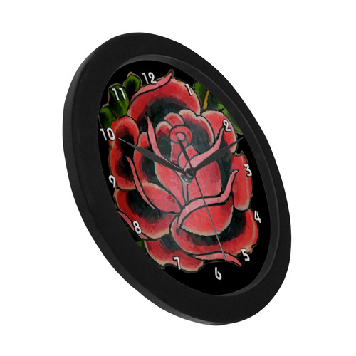 Rose Tattoo Vintage Floral Flower Art Circular Plastic Wall clock