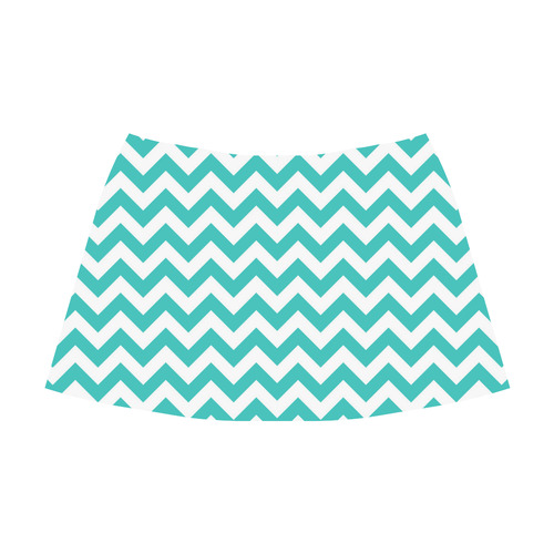 Turquoise zigzag chevron pattern Mnemosyne Women's Crepe Skirt (Model D16)