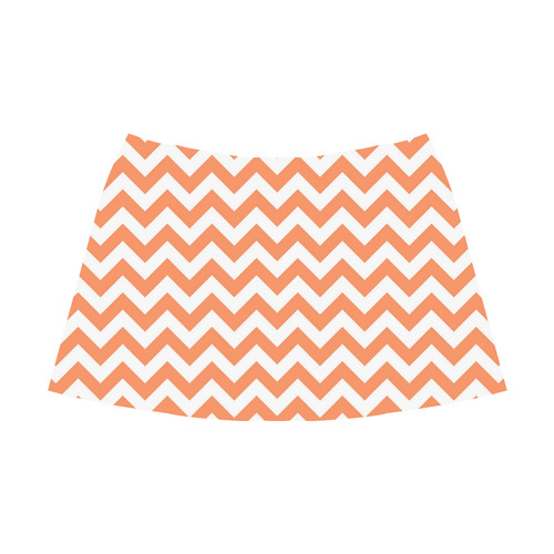 Tangerine Orange zigzag chevron pattern Mnemosyne Women's Crepe Skirt (Model D16)