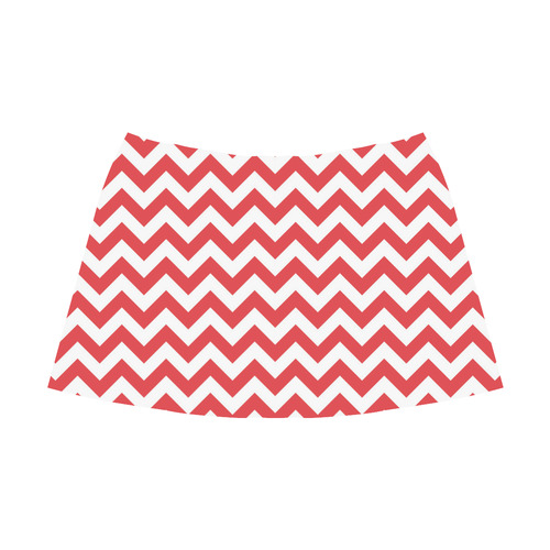 Poppy red zigzag chevron pattern Mnemosyne Women's Crepe Skirt (Model D16)