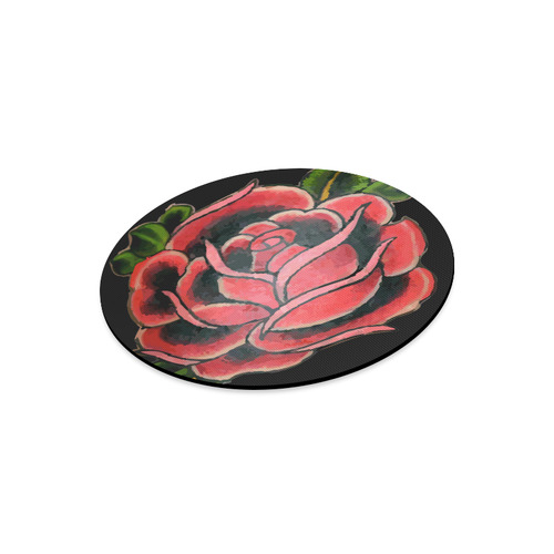 Rose Tattoo Vintage Floral Flower Art Round Mousepad