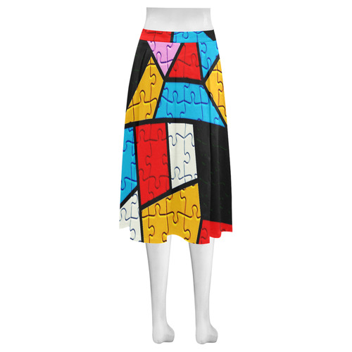 Puzzle Dream by Popart Lover Mnemosyne Women's Crepe Skirt (Model D16)