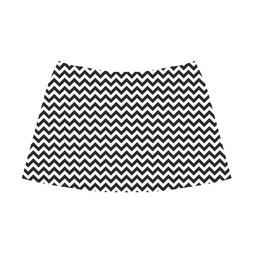 white black zigzag chevron pattern Mnemosyne Women's Crepe Skirt (Model D16)