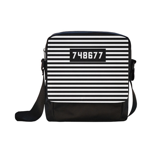 Black and White Prisoner Uniform Crossbody Nylon Bags (Model 1633)