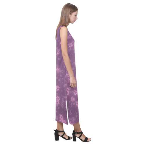 Snow stars lilac Phaedra Sleeveless Open Fork Long Dress (Model D08)