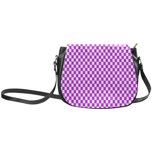 Bright Purple Gingham Classic Saddle Bag/Large (Model 1648)