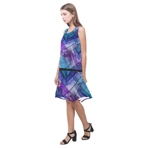 Midnight Shards Sleeveless Splicing Shift Dress(Model D17)