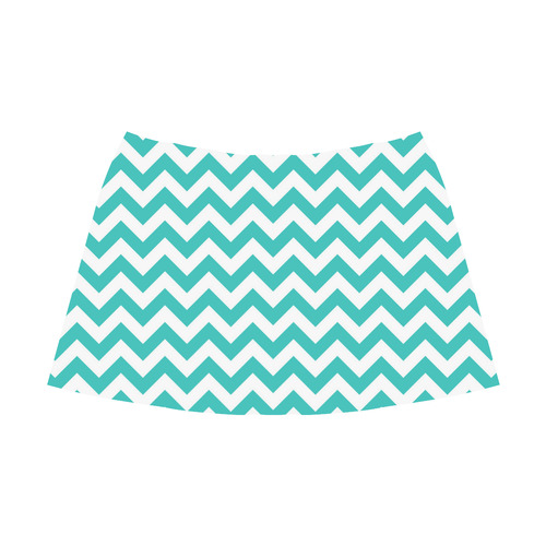 Turquoise zigzag chevron pattern Mnemosyne Women's Crepe Skirt (Model D16)