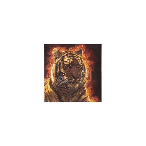 A magnificent tiger is surrounded by flames Square Towel 13“x13”