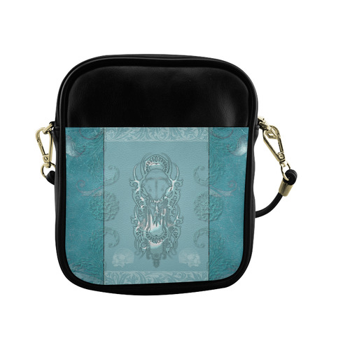 Soft blue decorative design Sling Bag (Model 1627)